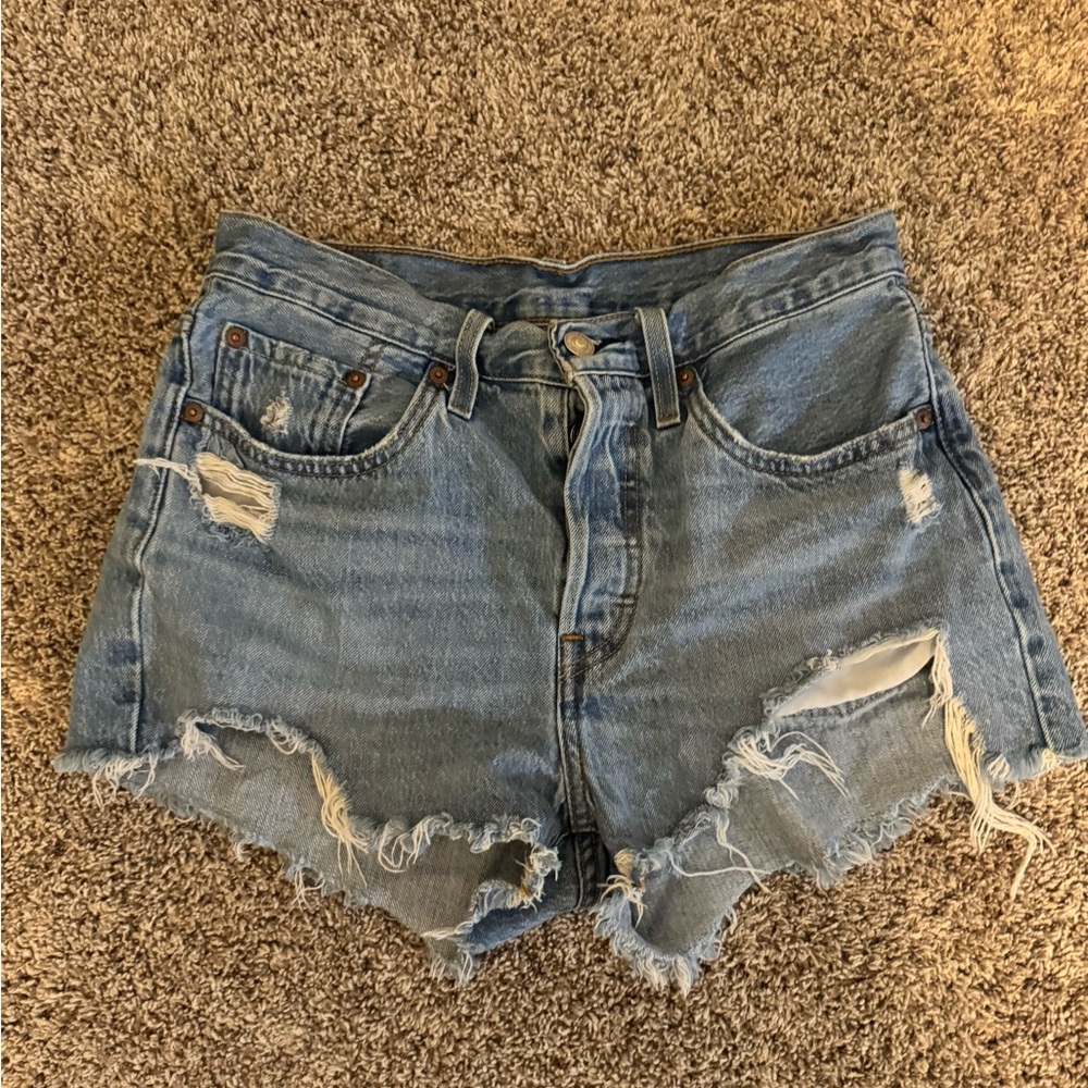 Levi's Light Blue Distressed Jean Shorts